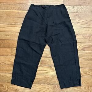 Bryn Walker Linen Black Wide Leg Baggy Cropped Pants Large